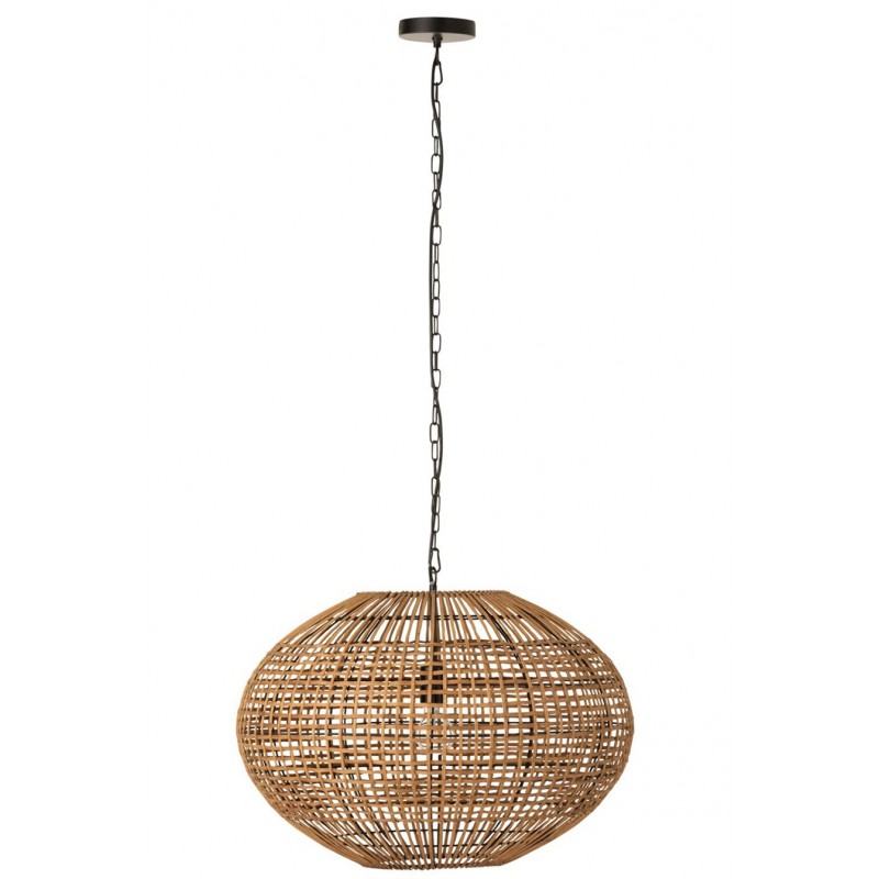 Ovale Hängelampe aus Rattan natur/beige/braun/schwarz (61x61x46cm)