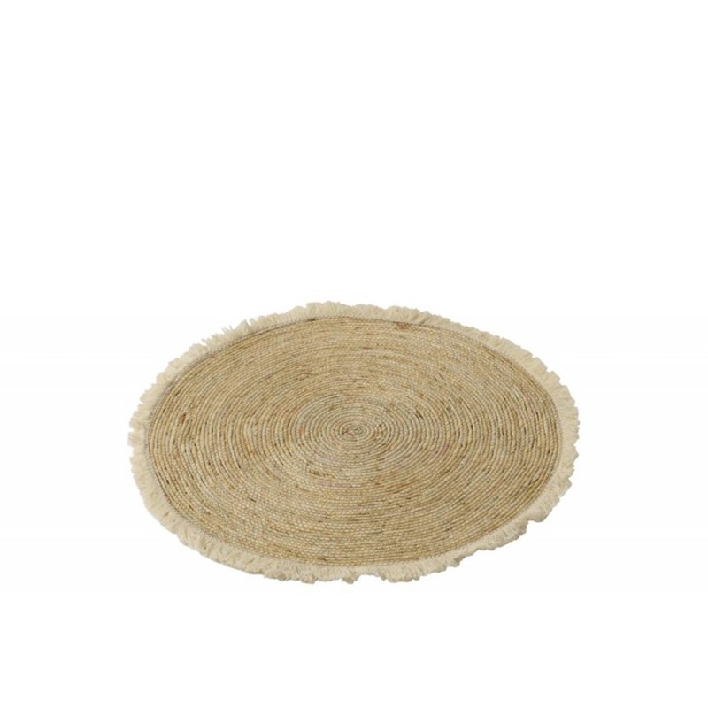 Natur Teppich rund mit Fransen natur/beige/braun M (70x70x1cm)