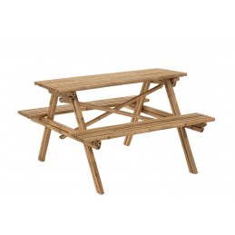 Natur Bambus wunderschöner Picknicktisch aus Holz braun (134x120x78