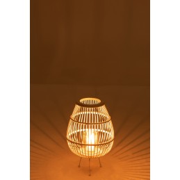 Schlichte schöne Rattan Laterne mit Kerzenhalter weiß M (31x31x47