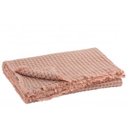 Plaid Decke Waffelmuster aus Baumwolle rosa (130x170cm)
