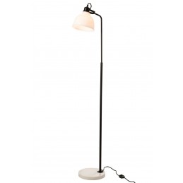 Dimmbare Stehlampe Metall mit weißem Schirm und Sockel Wohnzimmer schwarz (41x29x156cm)