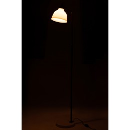 Dimmbare Stehlampe Metall mit weißem Schirm und Sockel Wohnzimmer schwarz (41x29x156cm)