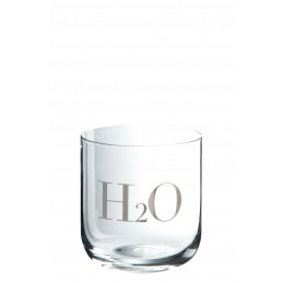 Wasserglas Trinkglas H2O silber (9x9x10cm)