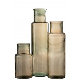 Elegante hohe Glasvase hellbraun/beige transparent L (15x15x55cm)