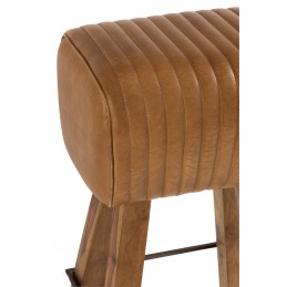 Rustikaler Gym Barhocker Sitzhocker Leder braun/cognac (38x30x72cm)