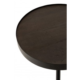 Eleganter Schicker runder Bestelltisch mit Holzplatte dunkelbraun/schwarz S(46x46x43cm)