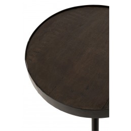 Eleganter Schicker runder Bestelltisch mit Holzplatte dunkelbraun/schwarz M (50x50x48cm)