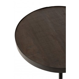 Eleganter Schicker runder Bestelltisch mit Holzplatte dunkelbraun/schwarz L (60x60x33cm)