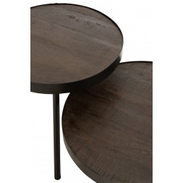 Eleganter Schicker runder Bestelltisch mit Holzplatte dunkelbraun/schwarz L (60x60x33cm)