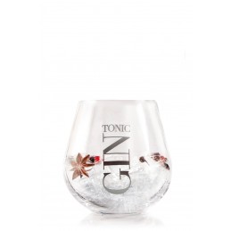 Ginglas Gin Tonic mit Aufdruck (10,5x10,5x10,5cm) 6 transparent/silber Set