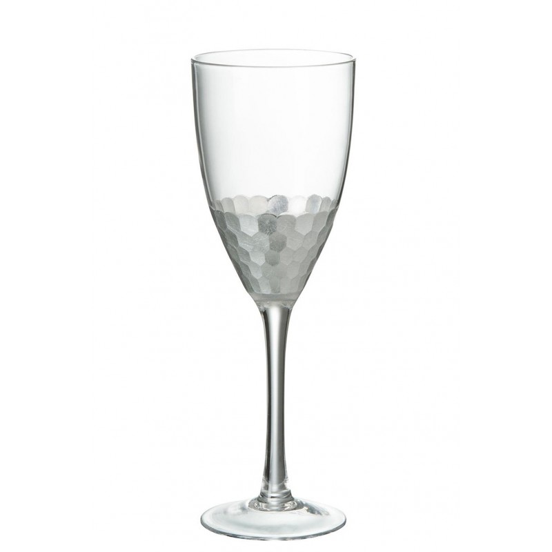 Rotweinglas mit silber Akzenten transparent (8x8x23