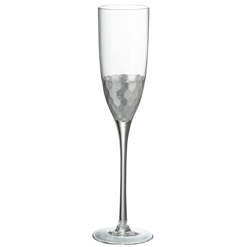 Champagnerglas Sektglas mit silber Akzenten transparent (7x7x26cm)