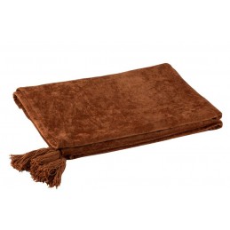 Plaid Decke Baumwolle mit Quasten rost/braun (180x130cm)