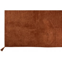 Plaid Decke Baumwolle mit Quasten rost/braun (180x130cm)