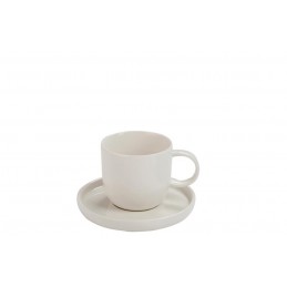 Kaffeetasse mit Untersetzer Porzellan weiß (13