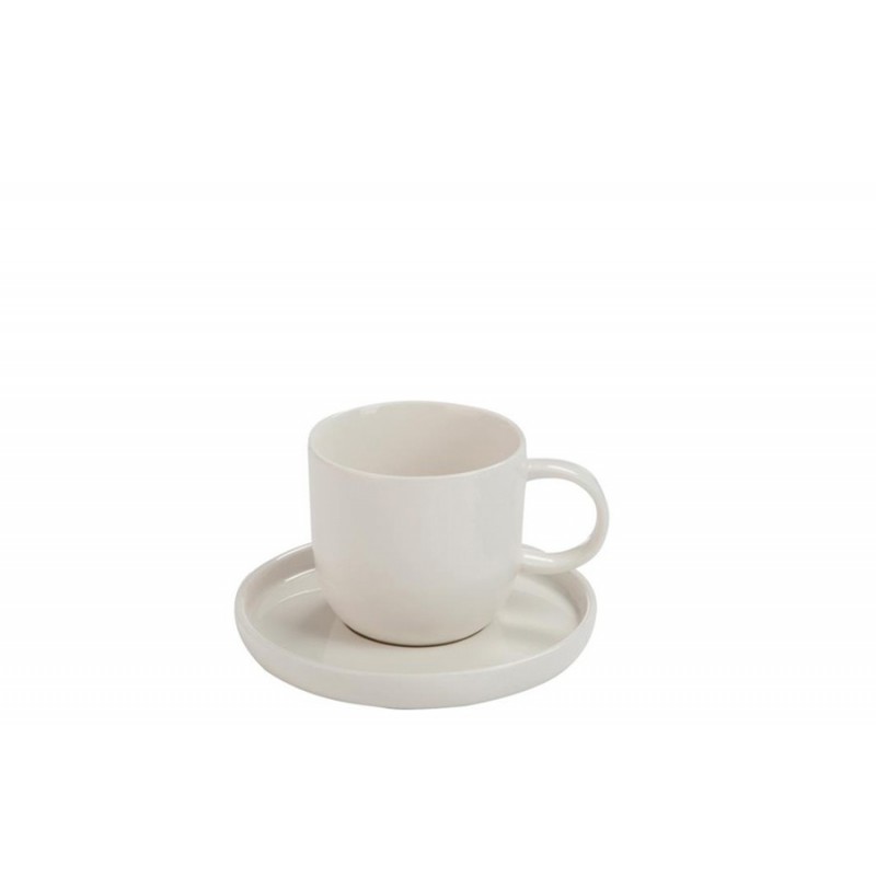 Kaffeetasse mit Untersetzer Porzellan weiß (13