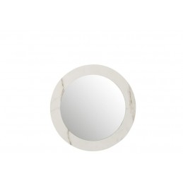 Runder Spiegel Wandspiegel in Marmoroptik weiß S (60x2
