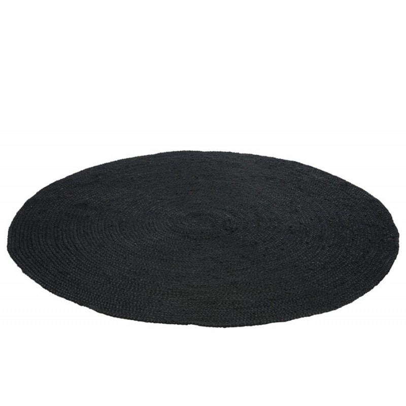 Natur runder Teppich Jute schwarz (150x150cm)