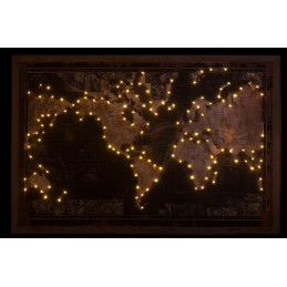 Hochwertige LED Wanddeko Weltkarte schwarz/braun (175x5x116cm)