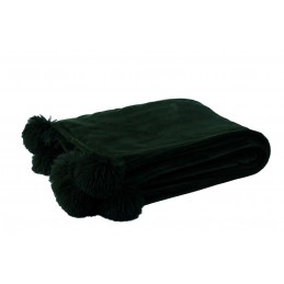 Kuschelplaid Kuscheldecke PomPoms schwarz (130x170cm)