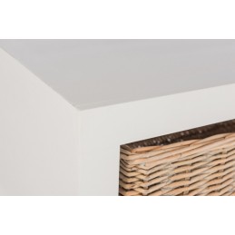 Moderne Landhaus Konsole Garderobenkonsole mit 2 Korbschubladen natur/beige/creme/weiß (110