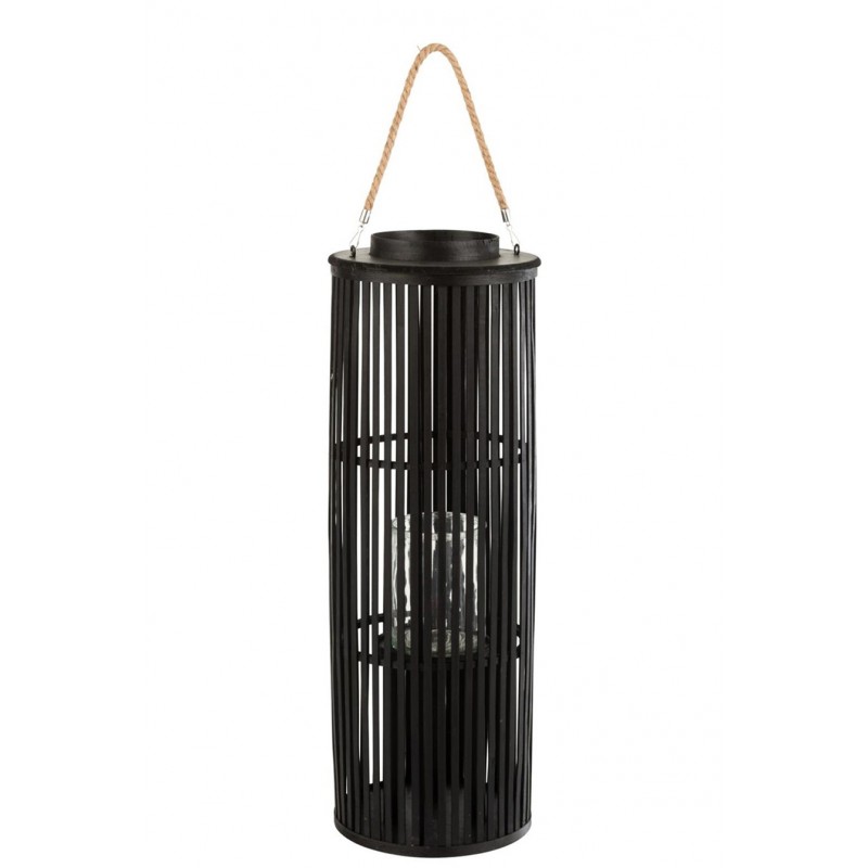 XL Große Bambus/Rattan Laterne mit Henkel schwarz (16x28x80cm)