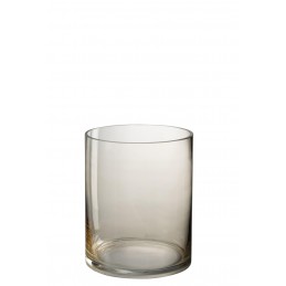 Schlichter Teelichthalter Kerzenhalter transparent beige (20x20x25cm)