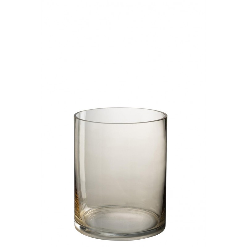Schlichter Teelichthalter Kerzenhalter transparent beige (20x20x25cm)