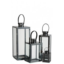 Moderne elegante Laterne Kerzenhalter aus Metall schwarz L (22