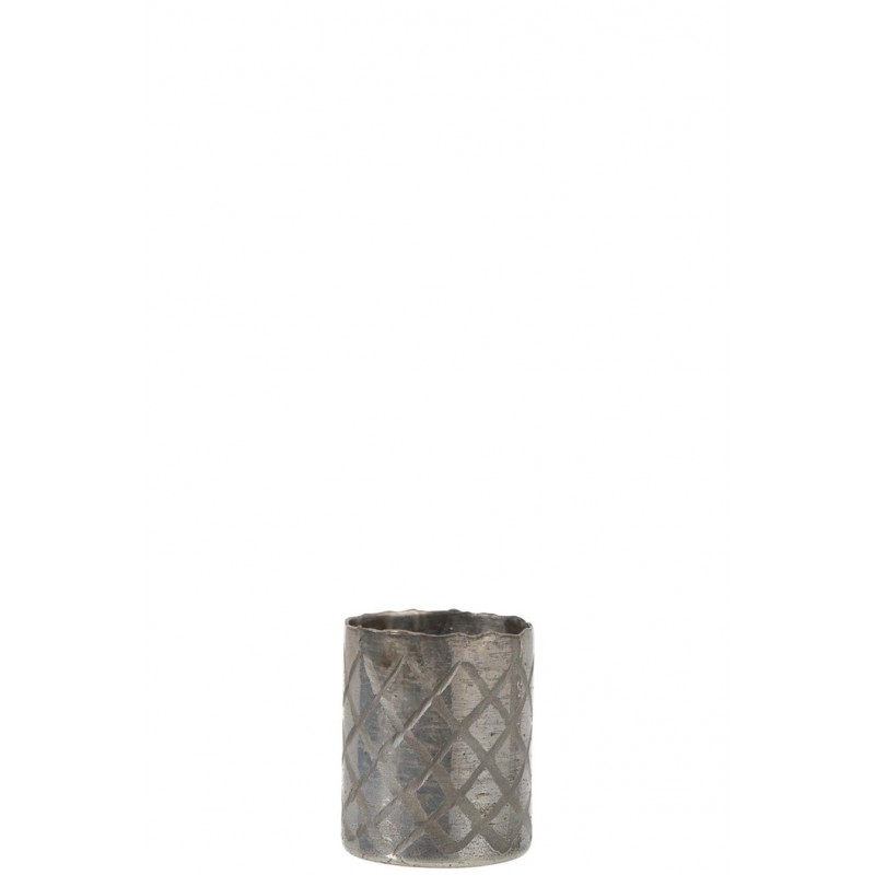 Elegante Vase mit Rautenmuster grau S (13x13x15cm)