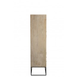 Natur Kleiderschrank mit Schubladen aus Holz beige/braun/schwarz (115x45x175