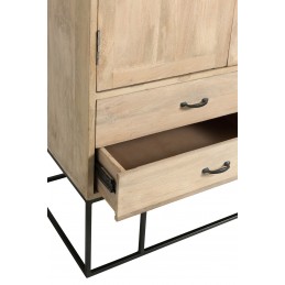 Natur Kleiderschrank mit Schubladen aus Holz beige/braun/schwarz (115x45x175