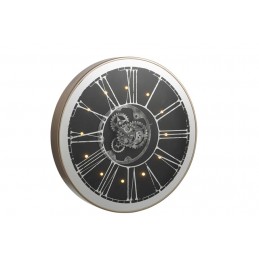Mechanische runde Uhr mit LED´s weiß/schwarz/champagner (80x10x80cm)