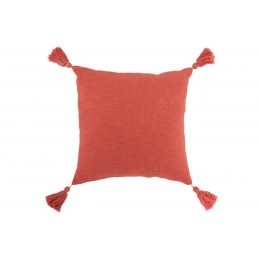 Kissen mit Quasten PomPom aus Baumwolle rot/orange (45x45cm)