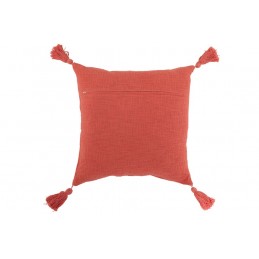 Kissen mit Quasten PomPom aus Baumwolle rot/orange (45x45cm)