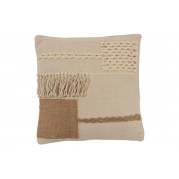 Kissen mit Fransen aus Baumwolle natur/creme/beige (45x45cm)