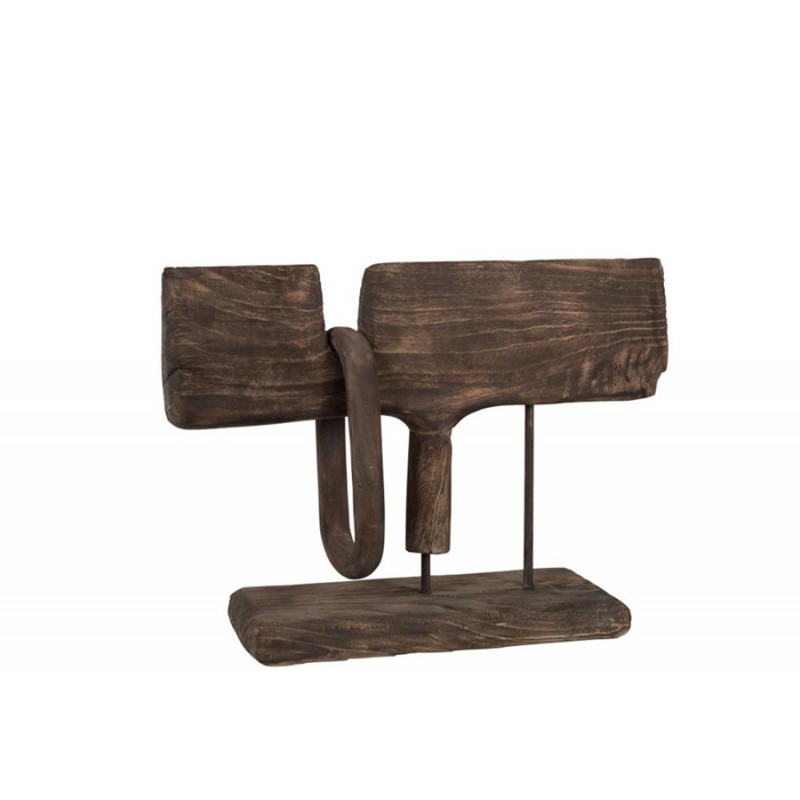 Abstrakte Dekofigur Standfigur aus Holz braun (58x16x38cm)