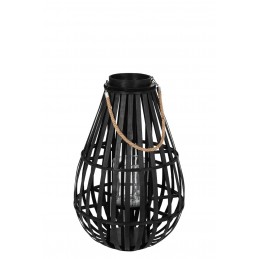 Natur Standlaterne Kerzenhalter aus Baumbus schwarz S (39x38x60cm)