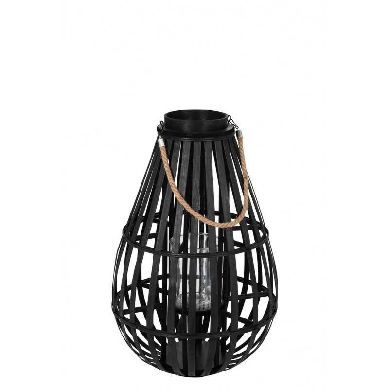 Natur Standlaterne Kerzenhalter aus Baumbus schwarz S (39x38x60cm)