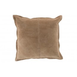 Schlichtes Kissen aus Leder beige/braun (45x45cm)