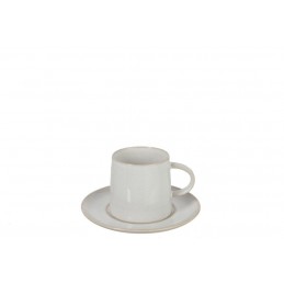 Porzellantasse Kaffetasse mit Untersetzer Punkte weiß (16x16x8