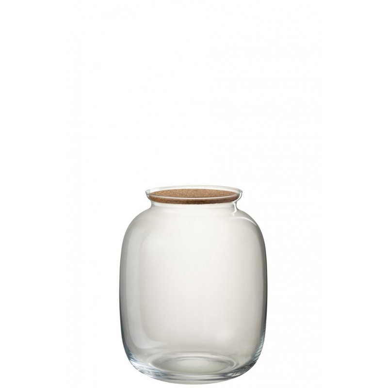 Nachhaltige Glasvorratsdose mit Korkendeckel transparent S (23x23x31cm)