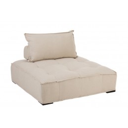 XL Sitzpuff Sofa aus Leinen beige (117x117x37cm)