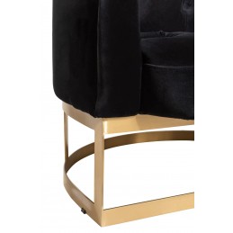 Schicker eleganter Loungesessel Samt schwarz/gold (90x76x74cm)