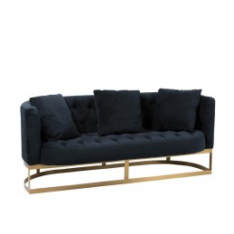 Schickes elegantes Sofa Couch Samt schwarz/gold (180x76x74cm)