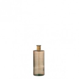 Vase Flaschenform Zylinder hoch Safari Glas hellbraun 