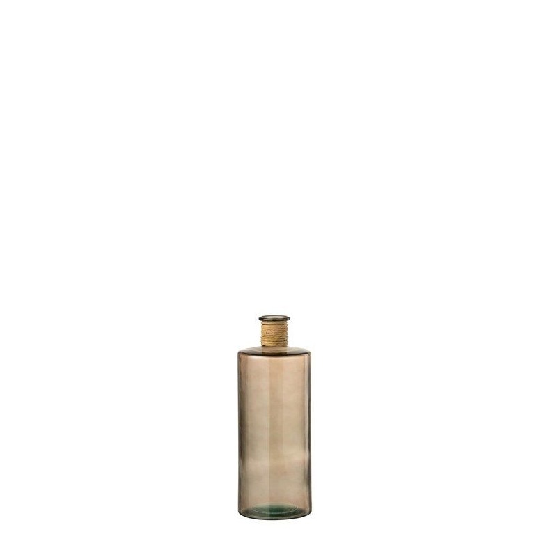 Vase Flaschenform Zylinder hoch Safari Glas hellbraun 