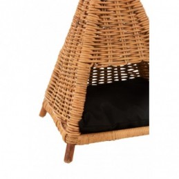 Tipi Für Katze+Kissen Rattan Honig Gelb/Schwarz