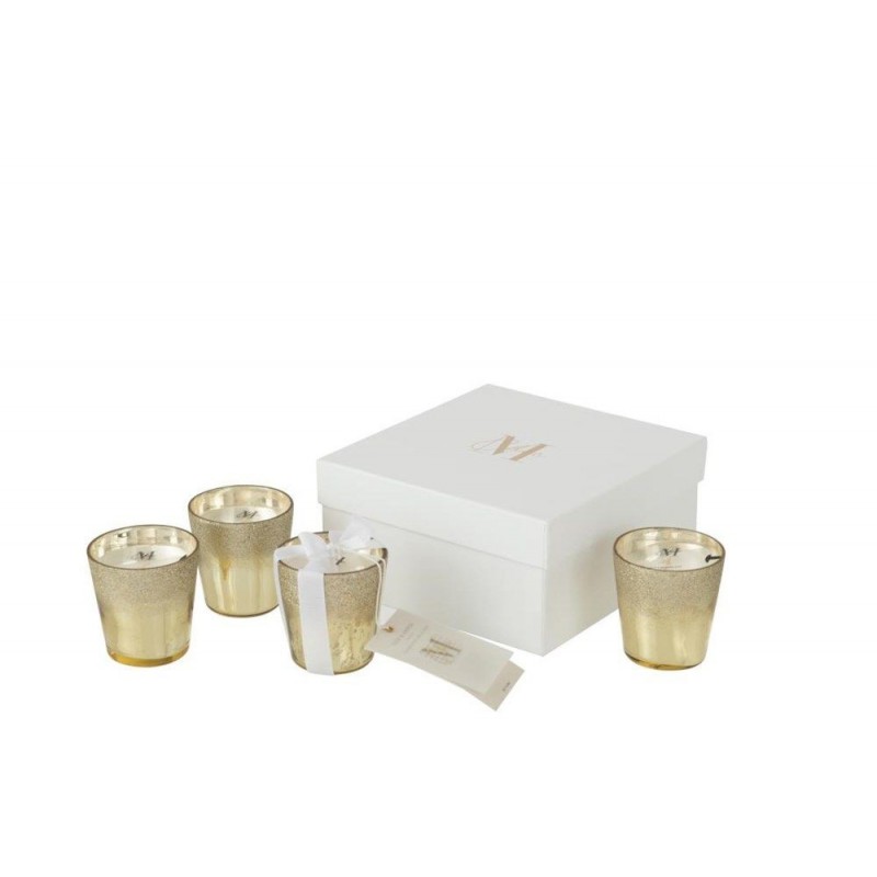 Dose Von 4 Duftkerzen Deluxe Glas Gold